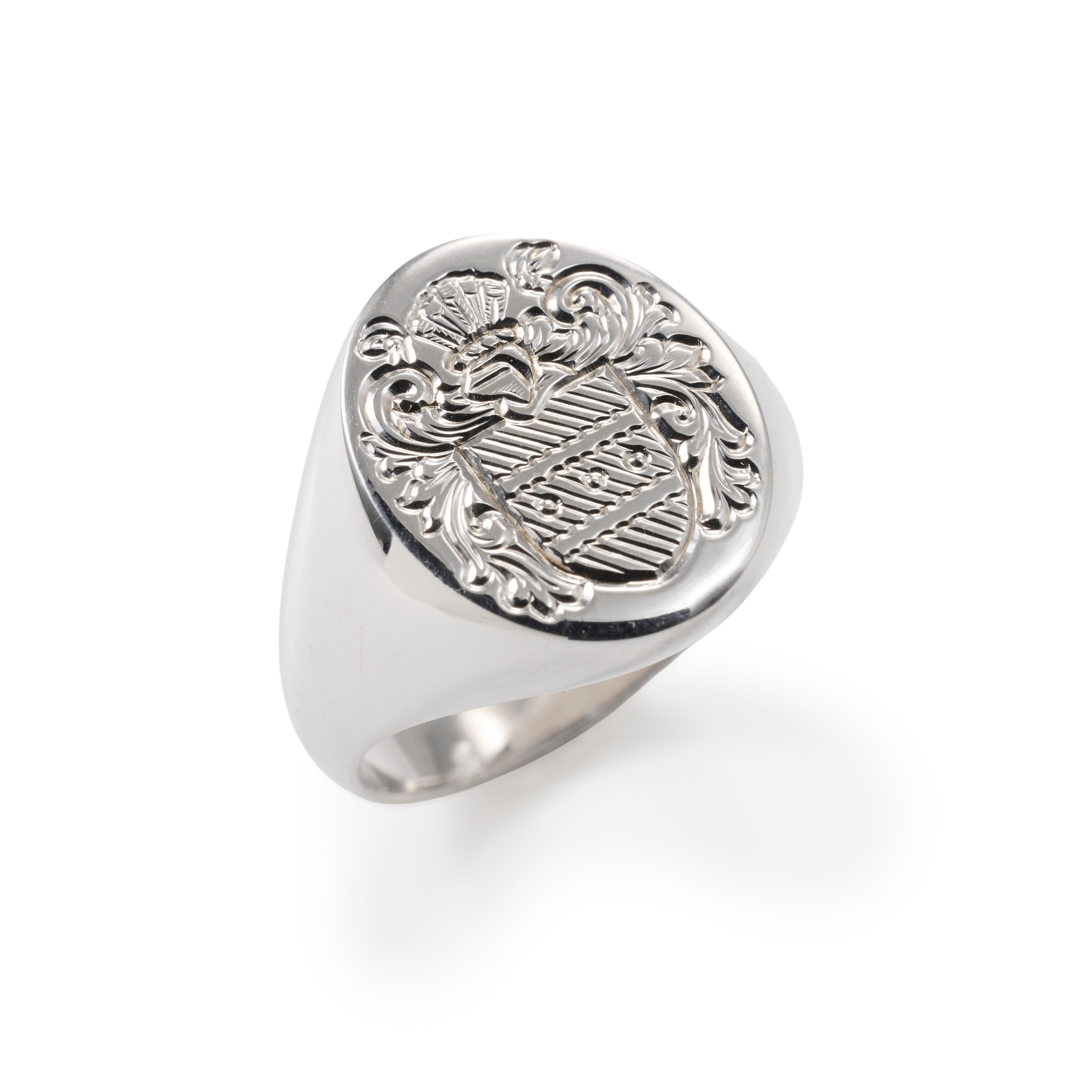 Signet ring with a hand engraved Coat-Of-Arms